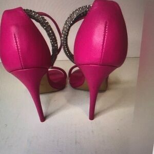 Nina Hot Pink Heels with Rhinestone Straps